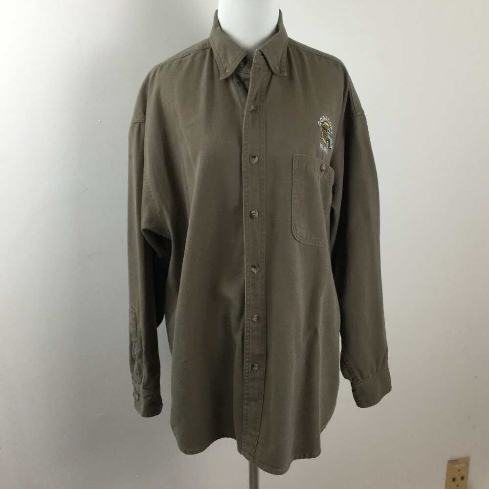Ouray Ocracoke Island Olive Button Up Shirt m